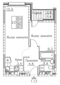 Квартира 40 м², 2-комнатная - изображение 1