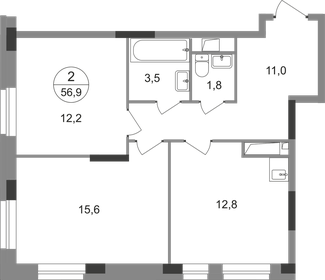 Квартира 56,9 м², 2-комнатная - изображение 1