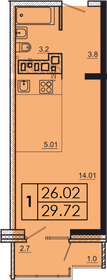 29,7 м², 1-комнатная квартира 3 120 600 ₽ - изображение 22