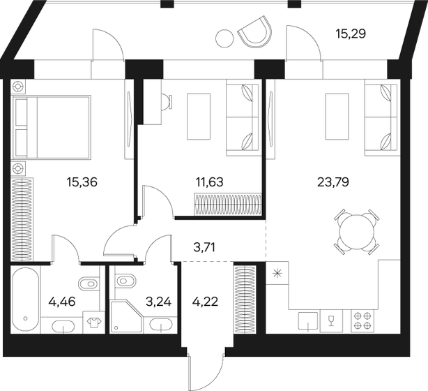 74,1 м², 2-комнатная квартира 34 818 860 ₽ - изображение 14