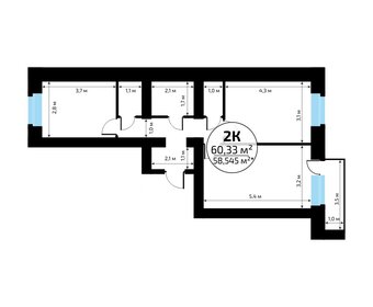 Квартира 60,3 м², 2-комнатная - изображение 2