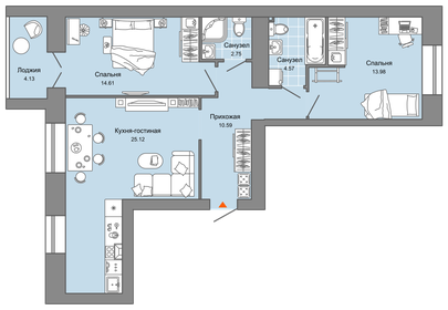 Квартира 74 м², 3-комнатная - изображение 1