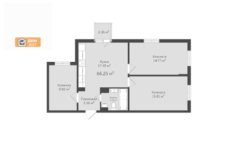 66,3 м², 3-комнатная квартира 11 354 300 ₽ - изображение 31