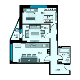 57,5 м², 2-комнатная квартира 8 610 000 ₽ - изображение 52