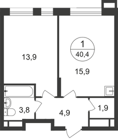 Квартира 40,4 м², 1-комнатная - изображение 1