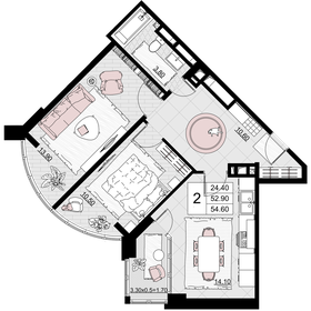 53,2 м², 2-комнатные апартаменты 17 000 000 ₽ - изображение 59