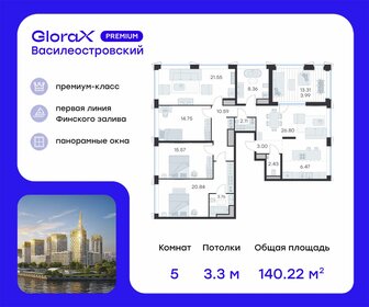 Квартира 140,2 м², 5-комнатная - изображение 1