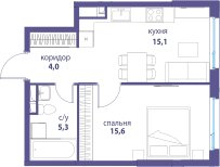 Квартира 39,3 м², 1-комнатная - изображение 1