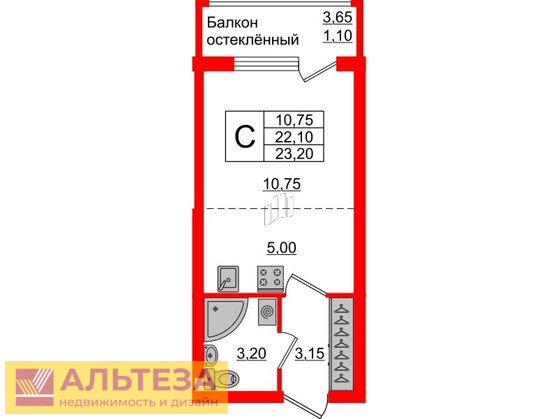 23,5 м², квартира-студия 3 300 000 ₽ - изображение 30