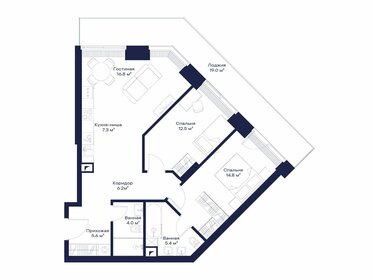 Квартира 82,1 м², 2-комнатная - изображение 1