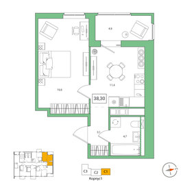 32,4 м², 1-комнатная квартира 4 571 797 ₽ - изображение 1