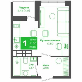 Квартира 26,9 м², студия - изображение 1