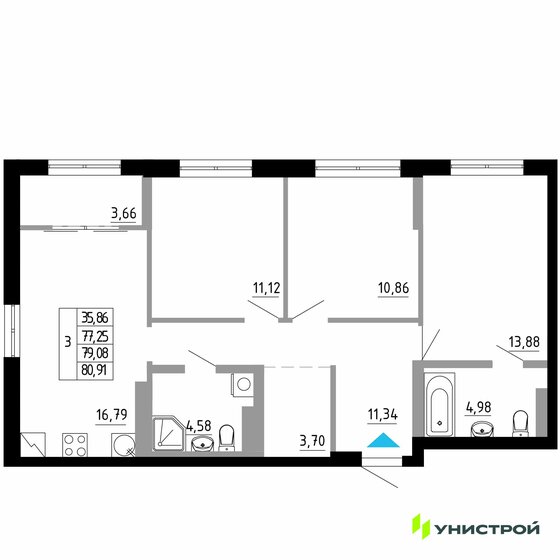 79,1 м², 3-комнатная квартира 8 659 000 ₽ - изображение 1