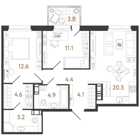 74 м², 4-комнатная квартира 11 000 000 ₽ - изображение 73