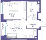 Квартира 38,6 м², 1-комнатная - изображение 1