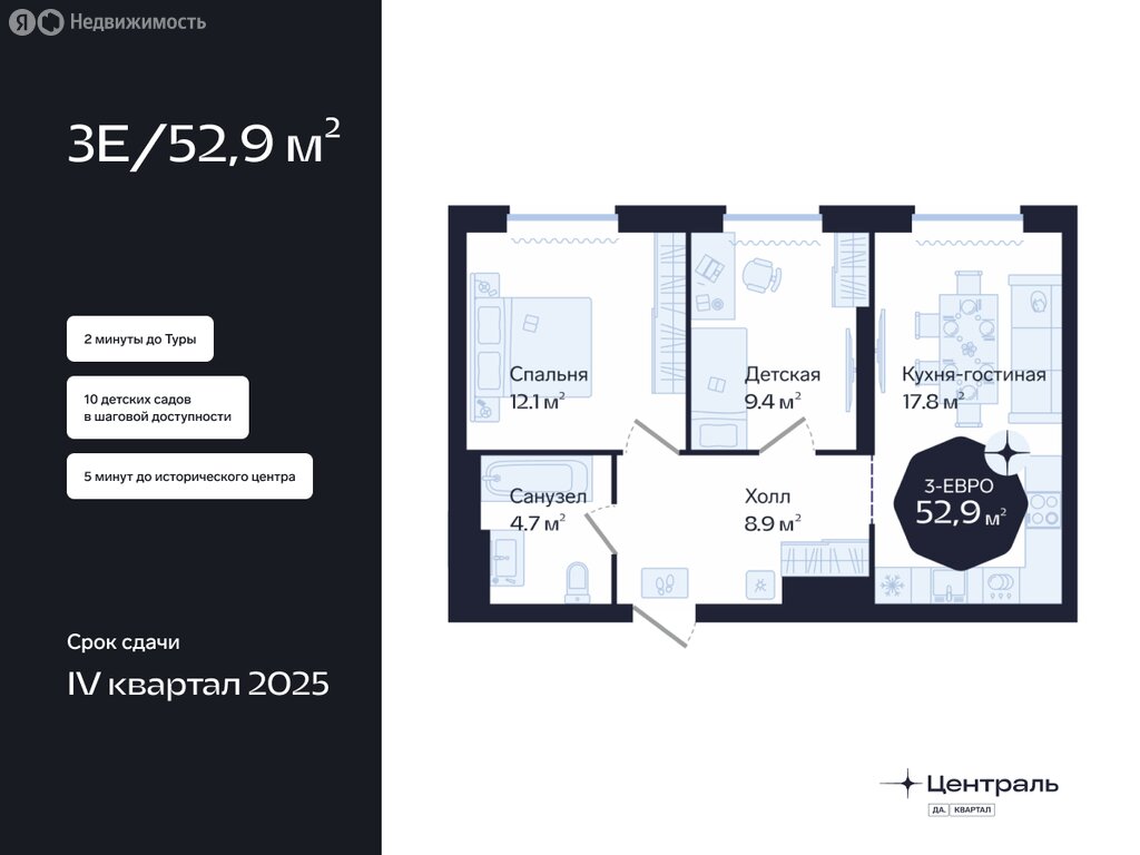 Варианты планировок ЖК «Да. Квартал Централь» - планировка 10