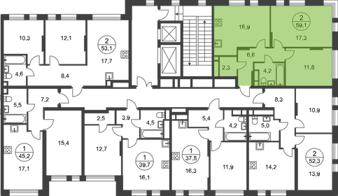59,1 м², 2-комнатная квартира 17 262 952 ₽ - изображение 58
