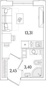 Квартира 19,2 м², студия - изображение 1