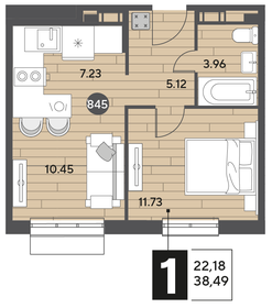 38,5 м², 1-комнатная квартира 6 173 796 ₽ - изображение 8