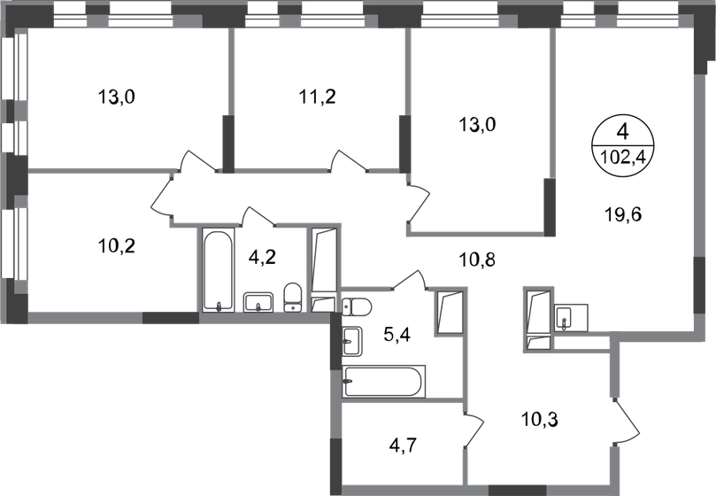 102,4 м², 4-комнатная квартира 19 711 286 ₽ - изображение 1