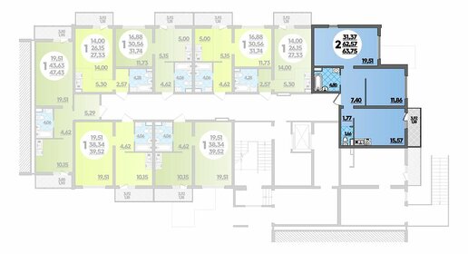 61,7 м², 3-комнатная квартира 7 200 000 ₽ - изображение 74