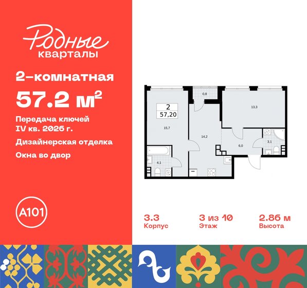 57,2 м², 2-комнатная квартира 11 197 020 ₽ - изображение 33