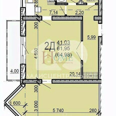 Квартира 64 м², 2-комнатная - изображение 1