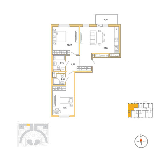 75,6 м², 2-комнатная квартира 16 093 231 ₽ - изображение 1