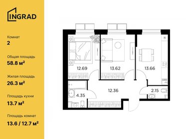 49,7 м², 2-комнатная квартира 9 400 000 ₽ - изображение 127