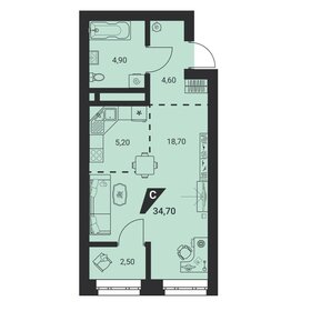 Квартира 34,7 м², студия - изображение 1