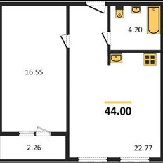 Квартира 44 м², 1-комнатная - изображение 4