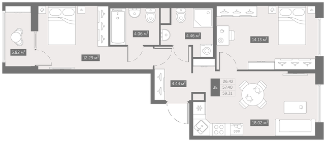 60,7 м², 2-комнатная квартира 8 152 965 ₽ - изображение 24