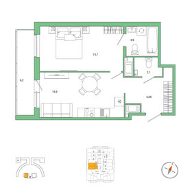 45,8 м², 1-комнатная квартира 12 384 320 ₽ - изображение 23