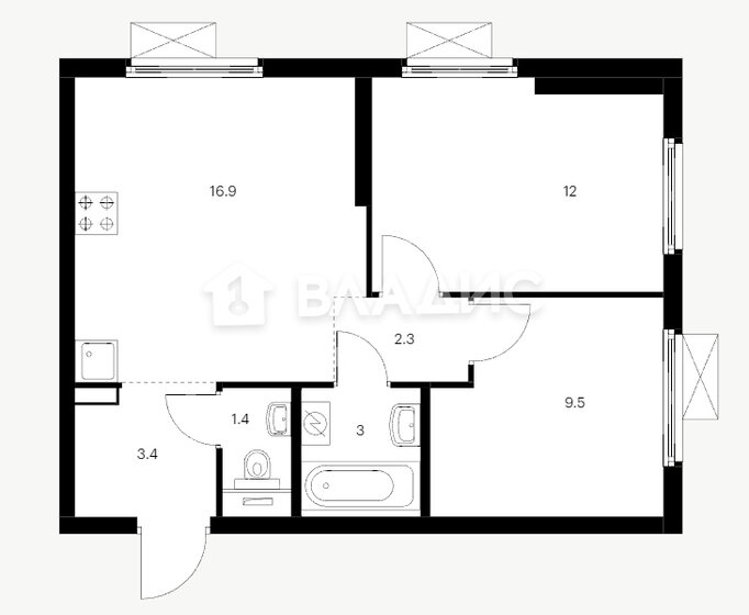 48,5 м², 2-комнатная квартира 15 999 000 ₽ - изображение 33