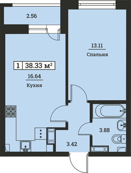 38,3 м², 1-комнатная квартира 6 209 460 ₽ - изображение 11