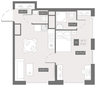 41,9 м², 1-комнатная квартира 5 655 800 ₽ - изображение 28