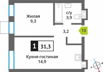 31 м², 1-комнатная квартира 6 500 000 ₽ - изображение 75