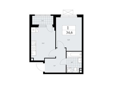 Квартира 34,6 м², 1-комнатная - изображение 1