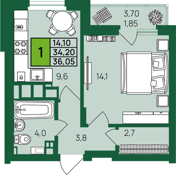 43 м², 2-комнатная квартира 2 300 000 ₽ - изображение 86
