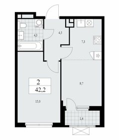 Квартира 42,2 м², 2-комнатная - изображение 1