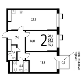 Квартира 65,4 м², 2-комнатная - изображение 1