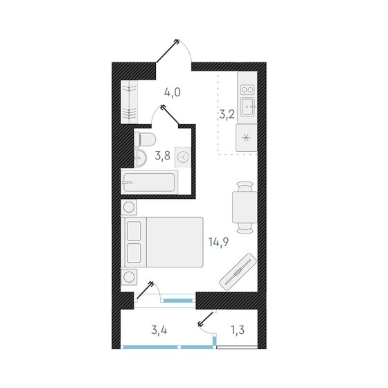 25,9 м², квартира-студия 4 870 000 ₽ - изображение 1