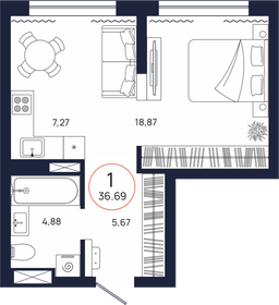 35,4 м², 1-комнатная квартира 4 100 000 ₽ - изображение 90