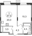 47,4 м², 1-комнатная квартира 11 610 739 ₽ - изображение 28