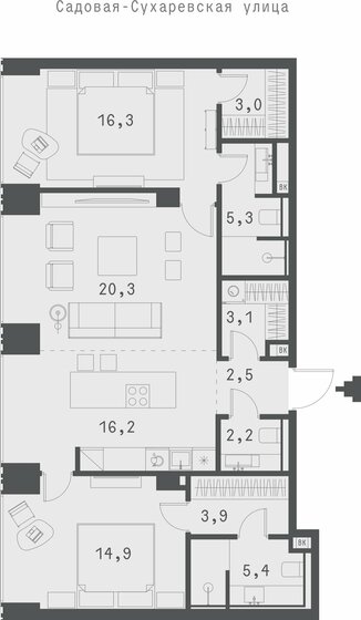 92,5 м², 2-комнатная квартира 149 319 328 ₽ - изображение 51