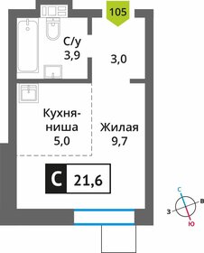 Квартира 21,6 м², студия - изображение 1