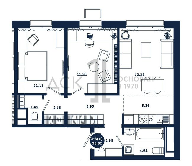 58,8 м², 2-комнатная квартира 8 800 000 ₽ - изображение 1