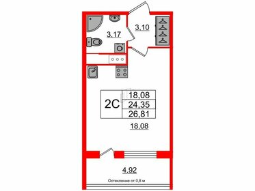 Квартира 24,4 м², студия - изображение 1