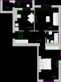 61 м², 2-комнатная квартира 18 275 000 ₽ - изображение 36
