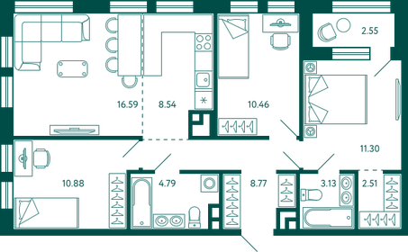 79,3 м², 3-комнатная квартира 13 988 418 ₽ - изображение 7